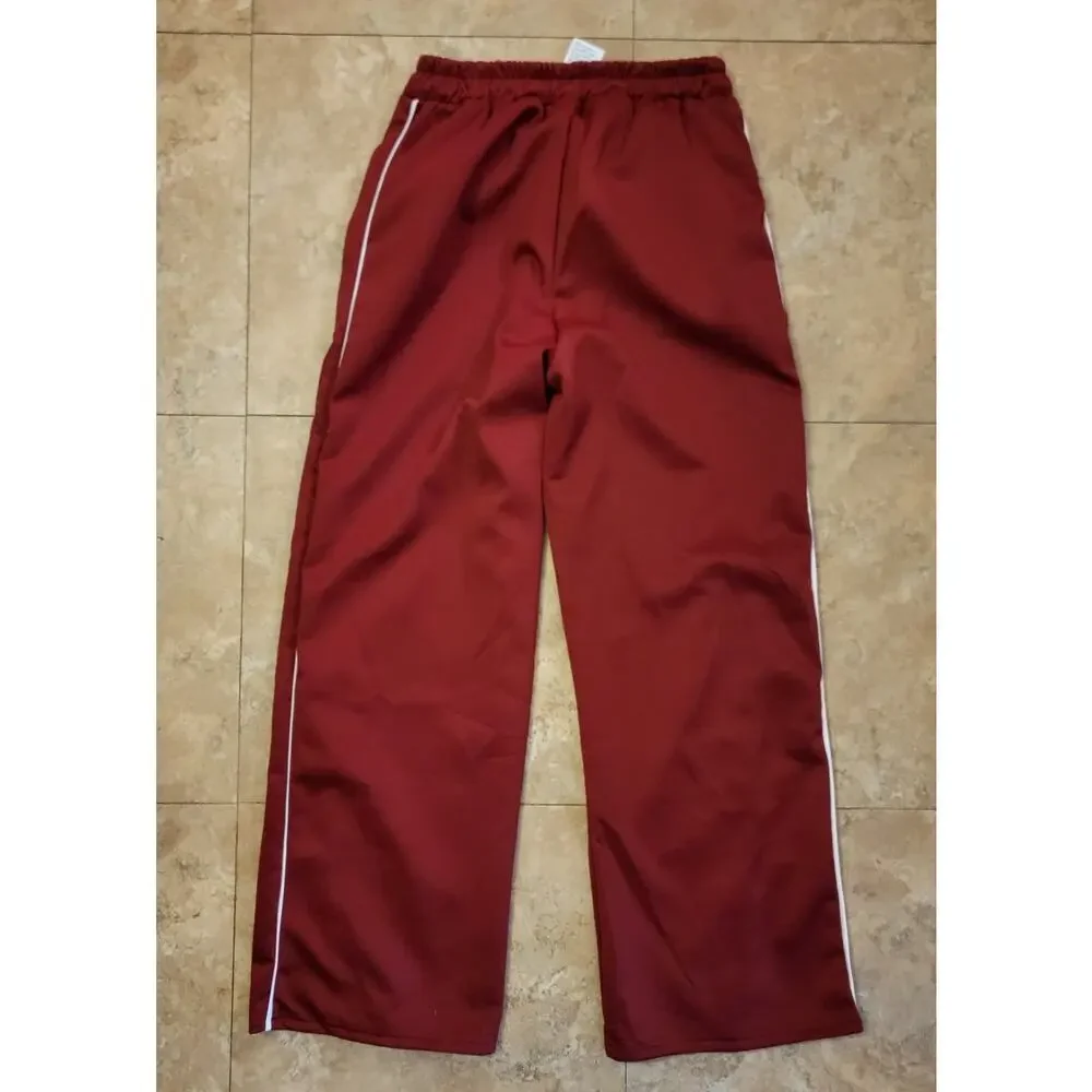 Alo Yoga Size XL Red 2pc Wide Leg Hooded Knit Track Suit Travel Athleisure New